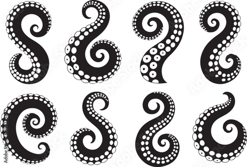 Octopus Tentacle Vector Set for Marine Life and Sea Creature Illustration