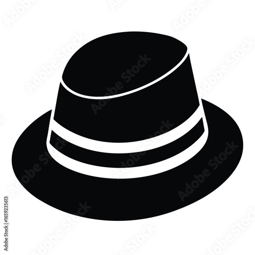 Stylized Fedora Hat Silhouette with Striped Detail Simple and Modern Art vector