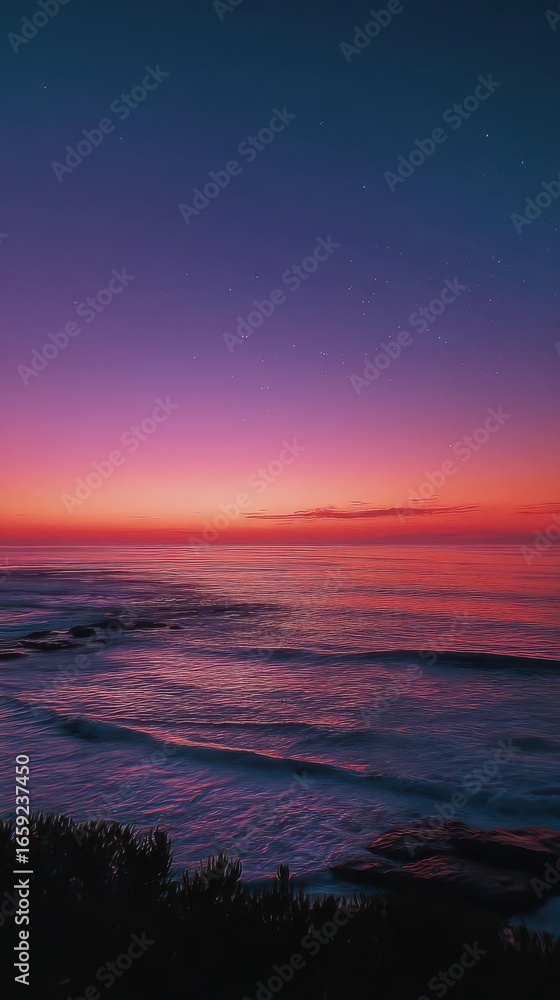 Obraz premium Tranquil Twilight over Ocean Waves