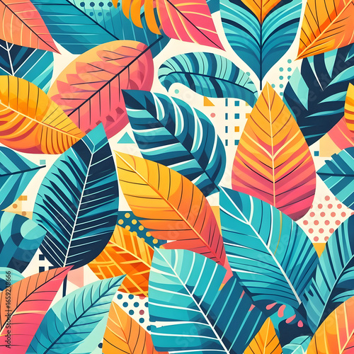 Tropical Leaf Pattern – Vibrant Abstract Nature Background in Modern Style