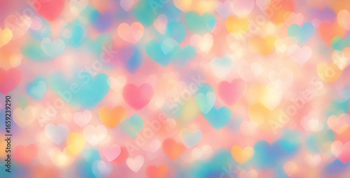 colorful hearts and bokeh b...