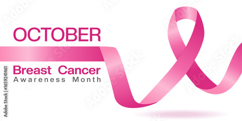 October is Breast Cancer Awareness Month.  Great for posters, banners and social media. White background.