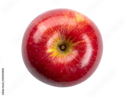 Top Down View of Red Apple with Stem PNG