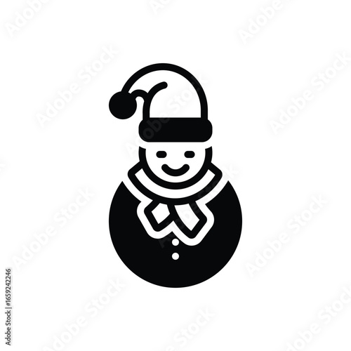 Black solid icon for snowman