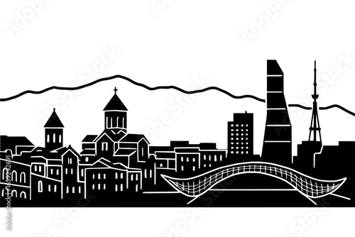 Silhouette of the city of Tbilisi on a transparent background