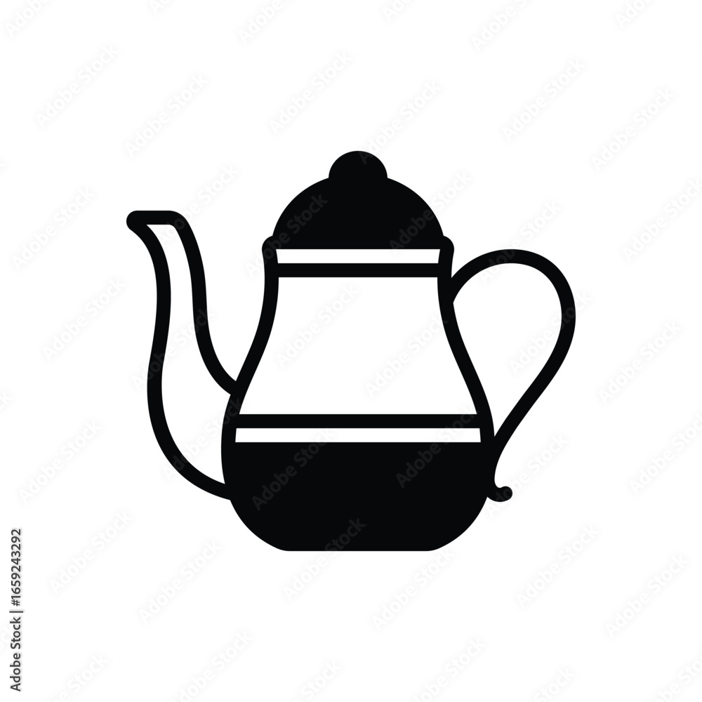 Obraz premium Black solid icon for kettle