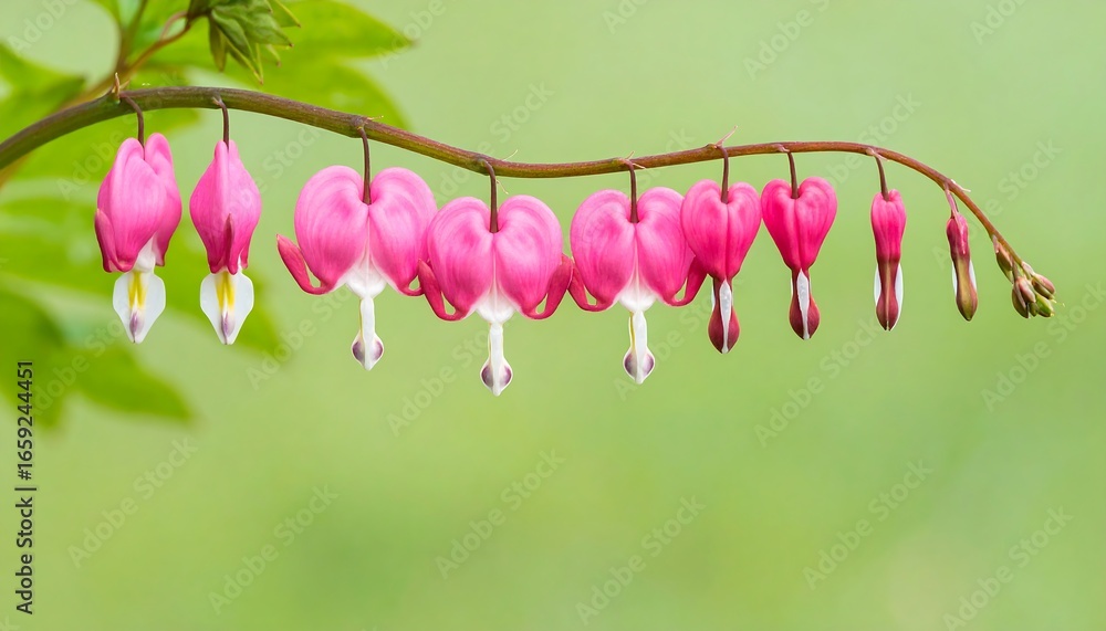 Fototapeta premium Delicate pink heart-shaped flowers cascading downwards