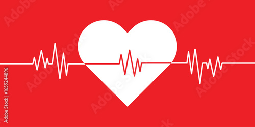 heart pulse on red background