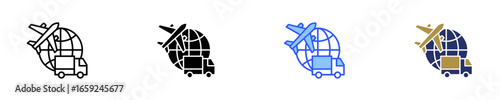 Global Shipping  Icon Set Multiple Style Collection