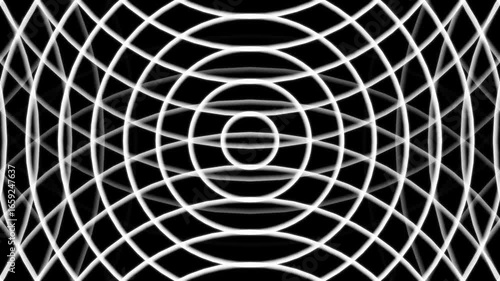 Wallpaper Mural white color seamless loop Abstract Neon Circles Tunnel on black background . Torontodigital.ca