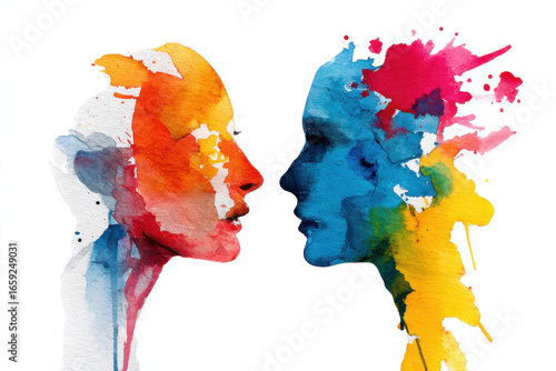 Watercolor Head Logical Vs Creative Thinking