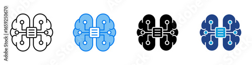 Artificial intelligence icon set multiple style collection