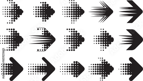 Wallpaper Mural Halftone Dot Arrow Vector Set Directional Guidance Navigation Elements Torontodigital.ca