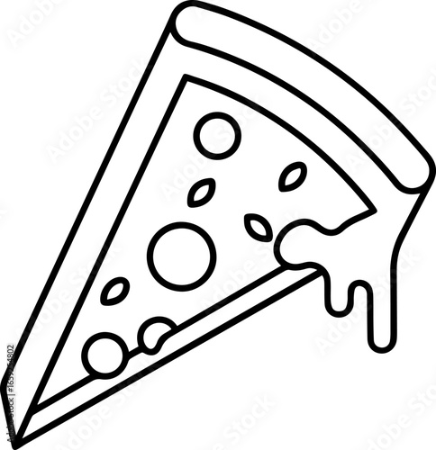 pizza slice line art vector, simple black and white illustration