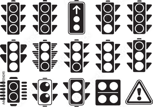 Traffic Lights and Road Signs Vector Set Diverse Collection of Road Signals