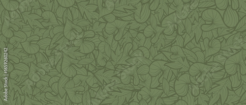 Green soft  pattern with leaves. Vector illustration for your design.
