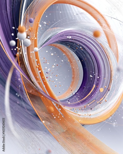 Abstract Swirling Design with Colorful Elements and Flowing Lines