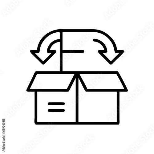 Open delivery box with arrows indicating return process  