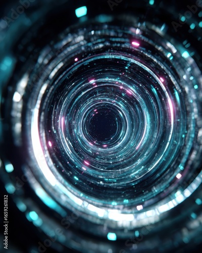 Cosmic Tunnel of Light with Vibrant Colors and Swirling Patterns