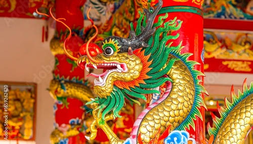 Wallpaper Mural Ornate dragon statue in temple Torontodigital.ca