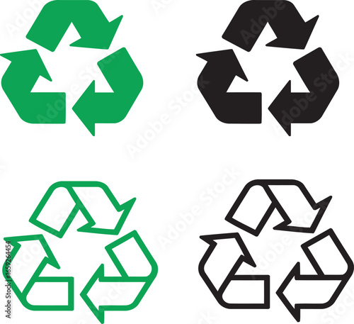 Detailed Recycling Symbol Icon Set - Eco-Friendly Vector Graphics