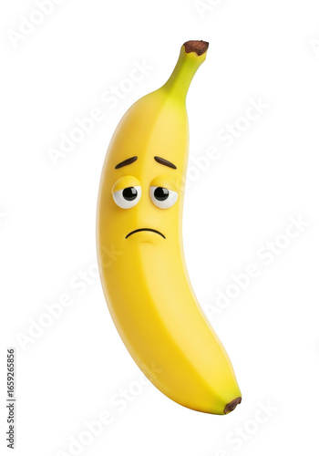 Sad banana isolated on transparent background