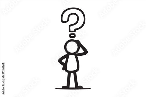 Cartoon Stickman with Question Symbol for Dilemma and Problem Solving Concepts