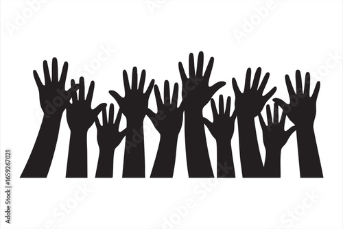 Raised Hands Silhouette Vector Symbolizing Unity and Support