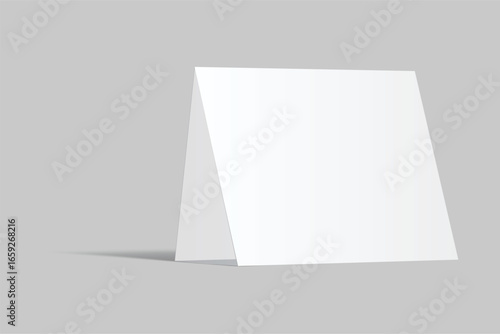 Vector mockup of a blank tent card horizontal a4 format, standing isolated. Perfect template for menu design, restaurant, cafe, event signage, table display, branding, promotion, ads and presentations