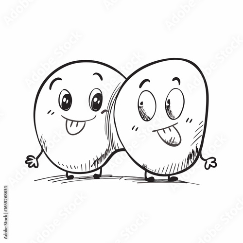 Two charming cartoon characters playfully interacting, showcasing friendship and fun, perfect for children's content and joyful designs