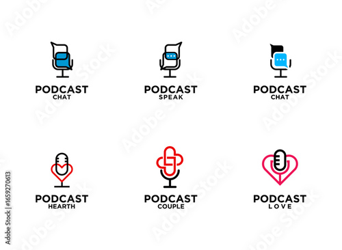 Podcast Logos with Hearts and Speech Bubbles