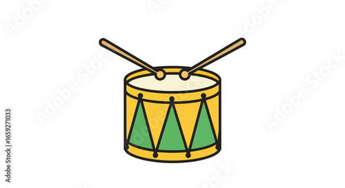 Colorful Drum and Drumsticks Illustration