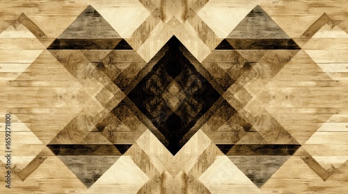 Wallpaper Mural Geometric wood pattern, mirrored design Torontodigital.ca