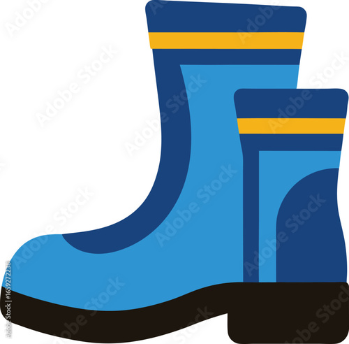 Fireman boots cartoon icon fireproof protected footwear 