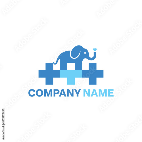Caring elephant logo. Simple, unique, modern.