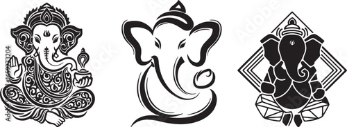 Geometric Ganesha Vector: Modern Hindu God Illustration

Abstract Lord Ganesh Art: Minimalist Black and White Design

Spiritual Ganesha with Geometric Shapes: Contemporary Icon