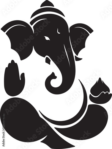 Stylized Ganesha Vector: Modern Lord Ganesh with Modak

Minimalist Hindu God Illustration: Abstract Black and White Art

Simple Ganesha Icon: Clean and Elegant Spiritual Design
