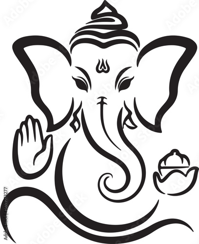 Minimalist Ganesha Vector Art: Modern Hindu God Illustration

Abstract Ganesha Illustration: Simple Black and White Vector

Lord Ganesha Tattoo Design: Minimalist Brush Stroke Style