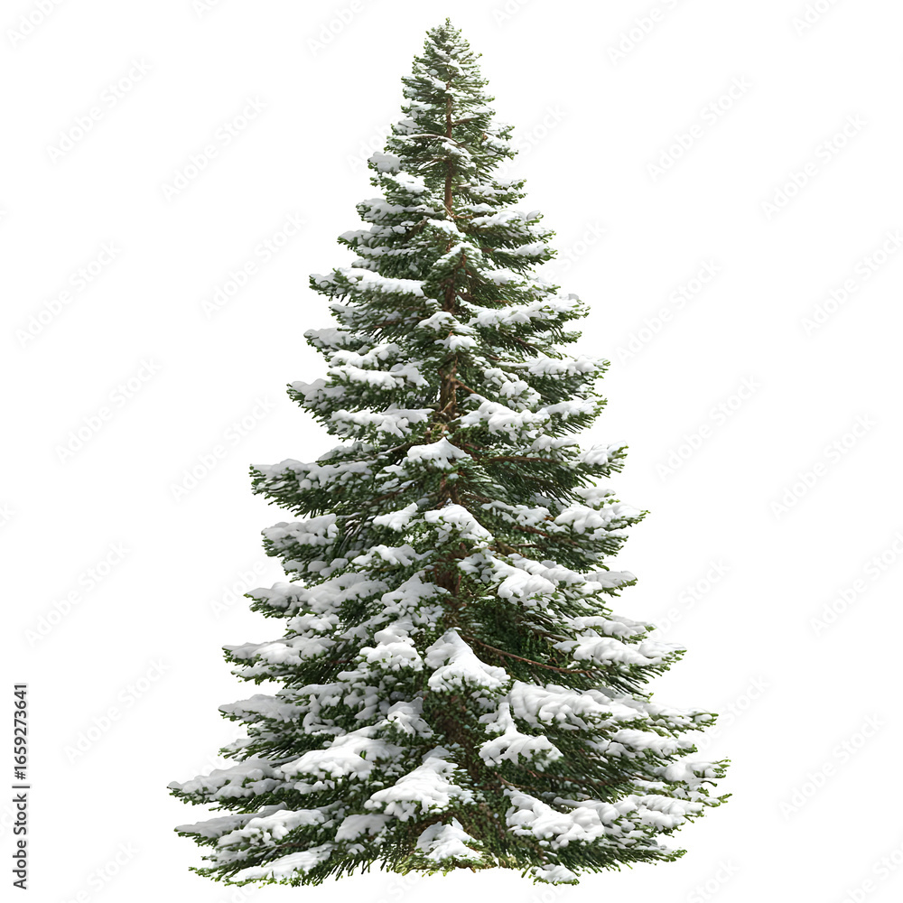 Fototapeta premium Snow covered evergreen tree illustration