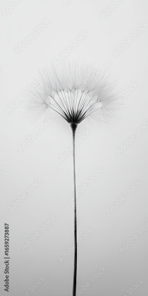 Obraz premium Monochrome close-up of a delicate seed head on a slender stem against a muted background