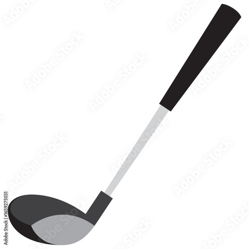 wood golf club with long grip sport equipment flat icon