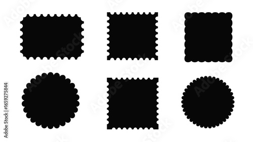 Postage Stamp and Label Silhouettes Vector Set
