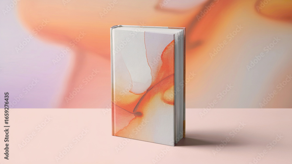 Hardcover Book Mockup with Abstract Watercolor Cover Design Hardcover Book Mockup with Abstract Watercolor Cover Design