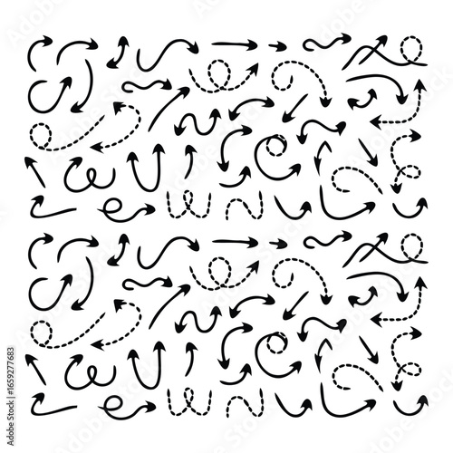 Hand-Drawn Arrow Collection, Sketch Style, Directional Icons