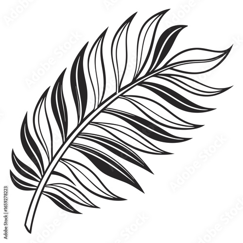 Exotic Palm Frond Silhouette Botanical Vector Design  
