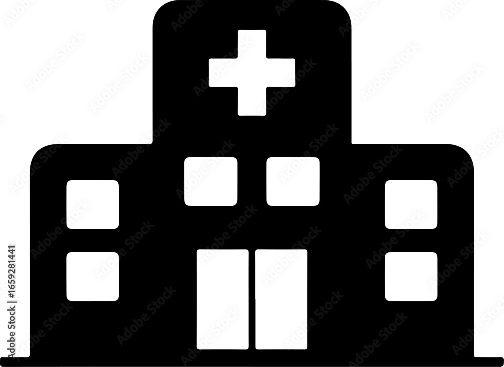 Obraz premium Hospital building silhouette vector Art