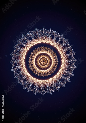 Abstract circular mandala, glowing
