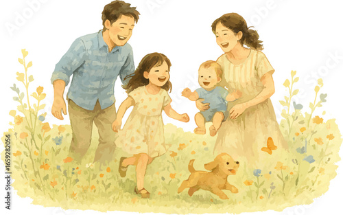 Warm Family Moments in Watercolor