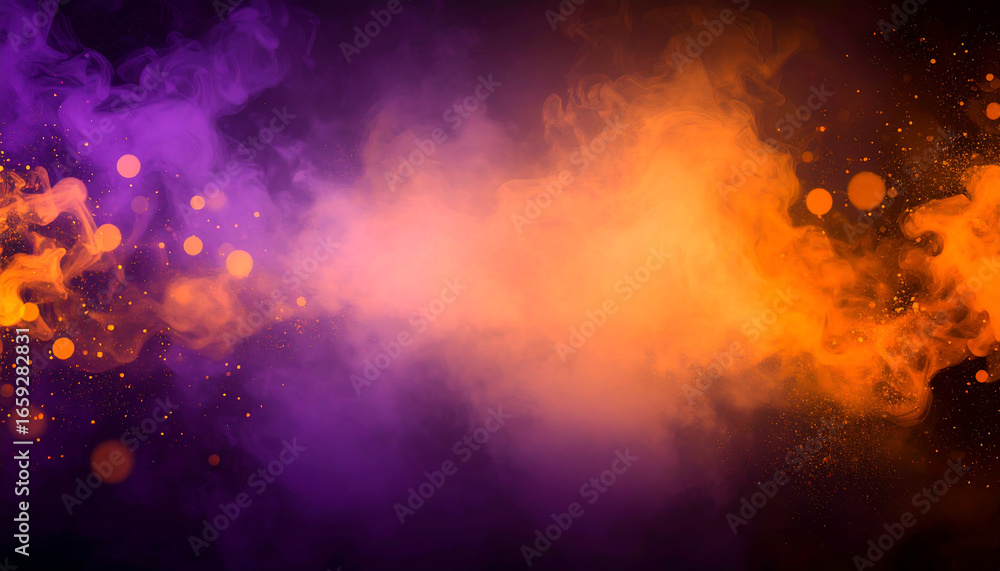 Fototapeta premium Dramatic Abstract Background with Swirling Orange and Purple Smoke Effects