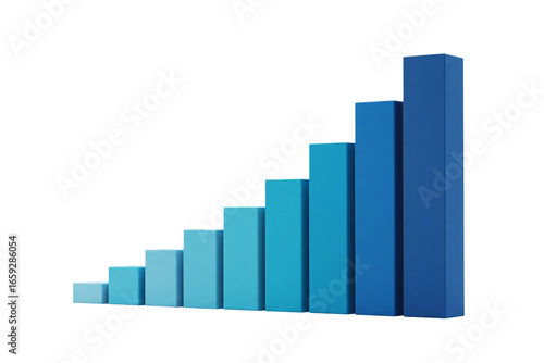 Free Download Upward trending 3D bar graph with a blue to cyan gradient symbolizing growth and success - GFXLoad